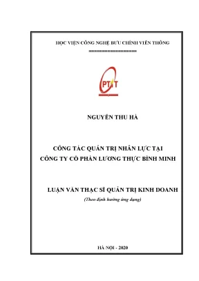Luận văn thạc sĩ công tác quản trị nhân lực tại công ty cổ phần lương thực bình minh