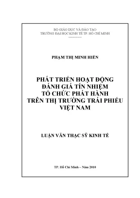 Luận văn thạc sĩ phát triển hoạt động đánh giá tín nhiệm tổ chức phát hành trên thị truờng trái phiếu việt nam