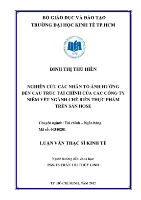 Luận văn thạc sĩ nghiên cứu các nhân tố ảnh hưởng đến cấu trúc tài chính của các công ty niêm yết ngành chế biến thực phẩm trên sàn hose luận văn thạc sĩ