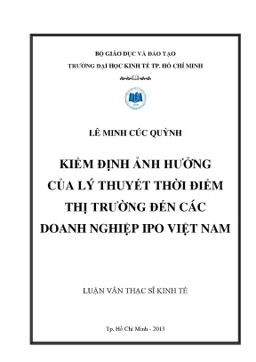 Luận văn thạc sĩ kiểm định ảnh hưởng của lý thuyết thời điểm thị trường đến các doanh nghiệp ipo việt nam