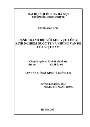 Luận án tiến sĩ cạnh tranh đối với khu vực công kinh nghiệm quốc tế và những vấn đề của việt nam