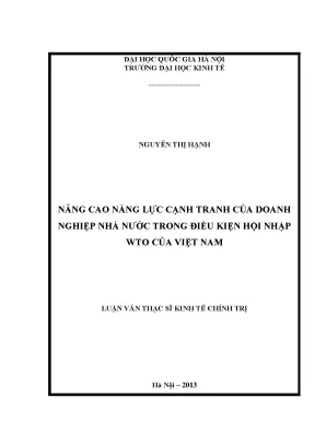 Luận văn thạc sĩ nâng cao năng lực cạnh tranh của doanh nghiệp nhà nước trong điều kiện hội nhập wto của việt nam