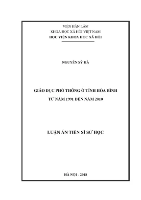 Luận án tiến sĩ giáo dục phổ thông ở tỉnh hòa bình từ năm 1991 đến năm 2010
