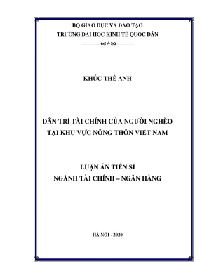 Luận án tiến sĩ dân trí tài chính của người nghèo tại khu vực nông thôn việt nam