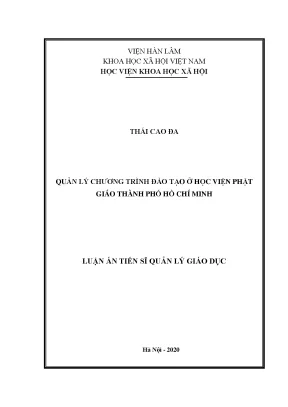 Luận án tiến sĩ quản lý chương trình đào tạo ở học viện phật giáo thành phố hồ chí minh
