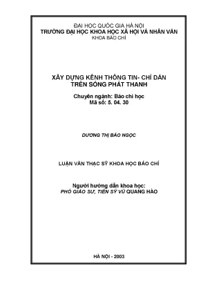 Luận văn thạc sĩ xây dựng kênh thông tin chỉ dẫn trên sóng phát thanh