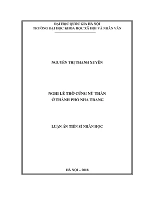 Luận án tiến sĩ nghi lễ thờ cúng nữ thần ở thành phố nha trang