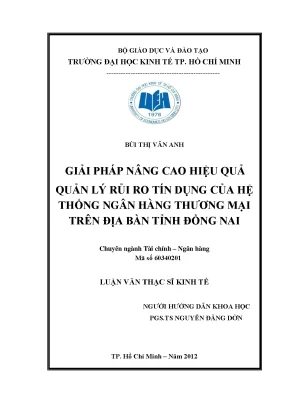 Luận văn thạc sĩ giải pháp nâng cao hiệu quả quản lý rủi ro tín dụng của hệ thống ngân hàng thương mại trên địa bàn tỉnh đồng nai