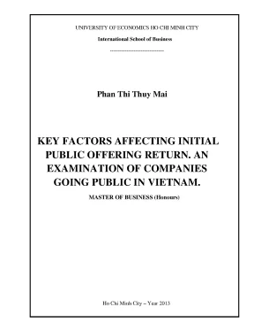 Luận văn thạc sĩ key factors affecting initial public offering return an examination of compannies going public in vietnam luận văn thạc sĩ