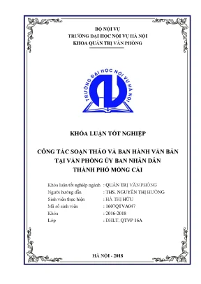Luận văn tốt nghiệp công tác soạn thảo và ban hành văn bản tại văn phòng ubnd thành phố móng cái