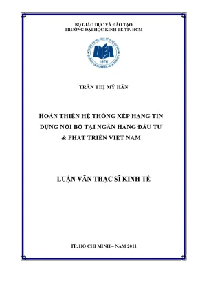 Luận văn thạc sĩ hoàn thiện hệ thống xếp hạng tín dụng nội bộ tại ngân hàng đầu tư và phát triển việt nam luận văn thạc sĩ