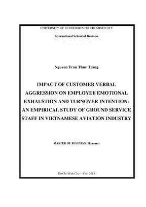 Luận văn thạc sĩ impact of customer verbal aggression on employee emotional exhaustion and turnover intention an emprical study of ground service staff in vietnamese aviation industry