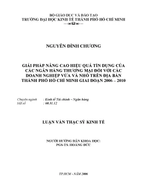 Luận văn thạc sĩ giải pháp nâng cao hiệu quả tín dụng của các ngân hàng thương mại đối với các doanh nghiệp vừa và nhỏ trên địa bàn thành phố hồ chí minh giai đoạn 2006 2010 luận văn thạc sĩ