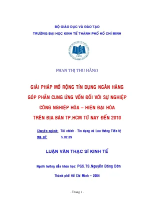 Luận văn thạc sĩ giải pháp mở rộng tín dụng ngân hàng góp phần cung ứng vốn đối với sự nghiệp công nghiệp hóa hiện đại hóa trên địa bàn tp hcm từ nay đến 2010 luận văn thạc sĩ