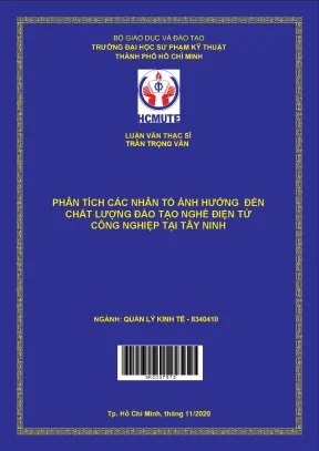 Luận văn thạc sĩ hcmute phân tích các nhân tố ảnh hưởng đến chất lượng đào tạo nghề điện tử công nghiệp tại tây ninh