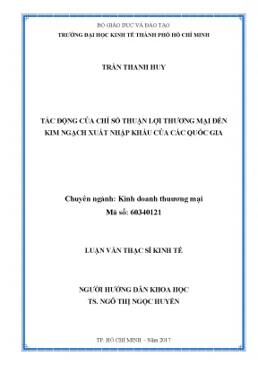 Luận văn thạc sĩ tác động của chỉ số thuận lợi thương mại đến kim ngạch xuất nhập khẩu của các quốc gia