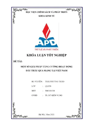 Luận văn tốt nghiệp một số giải pháp tăng cường hoạt động đấu thầu qua mạng tại việt nam