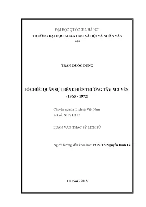 Luận văn thạc sĩ tổ chức quân sự trên chiến trường tây nguyên 1965 1972