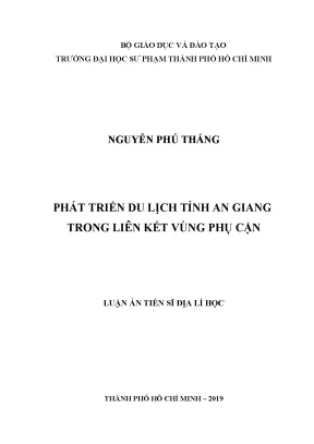 Luận án phát triển du lịch tỉnh an giang trong liên kết vùng phụ cận