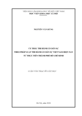 Luận án tiến sĩ ủy thác thads theo pháp luật thads việt nam hiện nay từ thực tiễn thành phố hồ chí minh