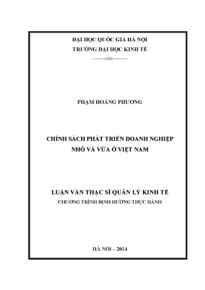 Luận văn thạc sĩ chính sách phát triển doanh nghiệp nhỏ và vừa ở việt nam
