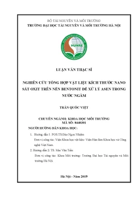 Luận văn thạc sĩ nghiên cứu tổng hợp vật liệu sắt oxit kích thước nano trên nền bentonit để xử lý asen trong nước ngầm