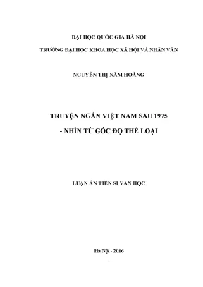 Luận án tiến sĩ truyện ngắn việt nam sau 1975 nhìn từ góc độ thể loại