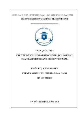 Luận văn thạc sĩ các yếu tố ảnh hưởng đến chênh lệch lợi suất của trái phiếu doanh nghiệp việt nam