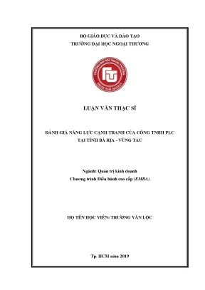 Luận văn thạc sĩ đánh giá năng lực cạnh tranh của công ty tnhh plc tại tỉnh bà rịa vũng tàu
