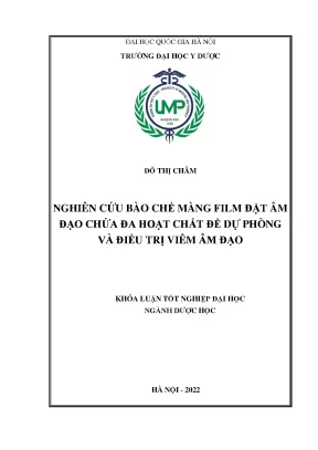 Luận văn tốt nghiệp nghiên cứu bào chế màng đặt âm đạo chứa đa hoạt chất giúp phòng và điều trị viêm nhiễm âm đạo