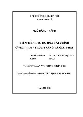Luận văn thạc sĩ tiến trình tự do hoá tài chính ở việt nam thực trạng và giải pháp