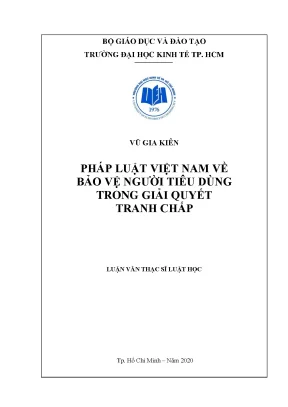 Luận văn thạc sĩ pháp luật việt nam về bảo vệ người tiêu dùng trong giải quyết tranh chấp
