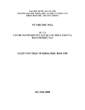 Luận văn thạc sĩ vấn đề người khuyết tật qua sự phản ánh của báo chí hiện nay