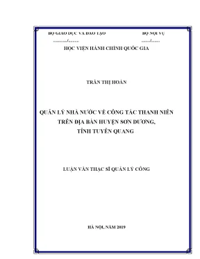 Luận văn thạc sĩ qlnn về công tác thanh niên trên địa bàn huyện sơn dương tỉnh tuyên quang