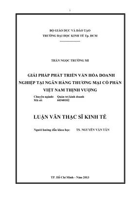 Luận văn thạc sĩ giải pháp phát triển văn hóa doanh nghiệp tại ngân hàng tmcp việt nam thịnh vượng luận văn thạc sĩ