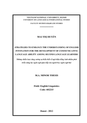 Luận văn thạc sĩ strategies to enhance the understanding of english intonation for the development of communicative language ability among second language learners