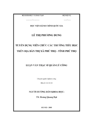 Luận văn thạc sĩ tuyển dụng viên chức các trường tiểu học trên địa bàn thị xã phú thọ tỉnh phú thọ