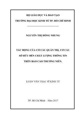 Luận văn thạc sĩ tác động của cơ cấu quản trị cơ cấu sở hữu đến chất lượng thông tin trên báo cáo thường niên
