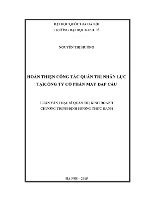 Luận văn thạc sĩ hoàn thiện công tác quản trị nhân lực tại công ty cổ phần may đáp cầu