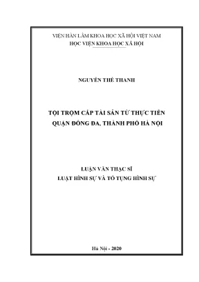 Luận án tiến sĩ tội trộm cắp tài sản từ thực tiễn quận đống đa thành phố hà nội