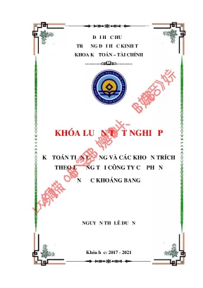 Luận văn tốt nghiệp kế toán tiền lương và các khoản trích theo lương tại công ty cổ phần nước khoáng bang