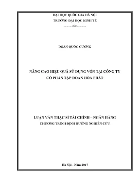 Luận văn thạc sĩ nâng cao hiệu quả sử dụng vốn tại công ty cổ phần tập đoàn hòa phát