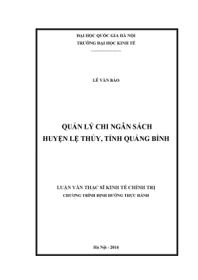 Luận văn thạc sĩ quản lý chi ngân sách huyện lệ thủy tỉnh quảng bình