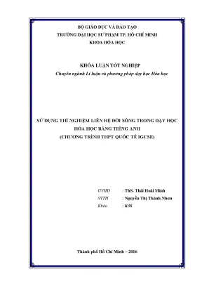 Luận văn thạc sĩ sử dụng thí nghiệm liên hệ đời sống trong dạy học hóa học bằng tiếng anh chương trình thpt quốc tế igcse