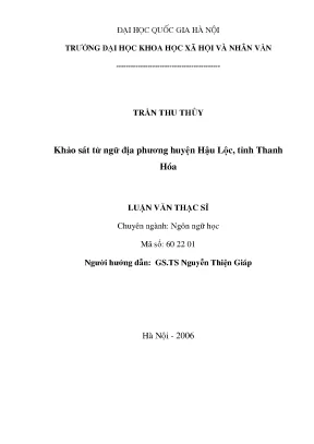Luận văn thạc sĩ khảo sát từ ngữ địa phương huyện hậu lộc tỉnh thanh hóa
