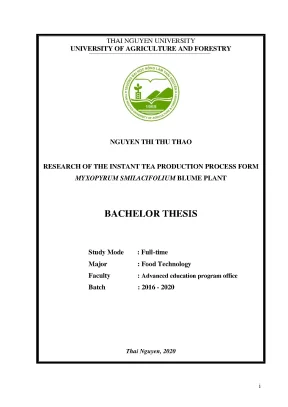 Luận văn tốt nghiệp research of the instant tea production process from myxopyrum smilacifolium blume plant