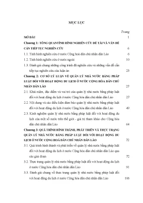 Luận án quản lý nhà nước bằng pháp luật đối với hoạt động du lịch ở nước cộng hòa dân chủ nhân dân lào