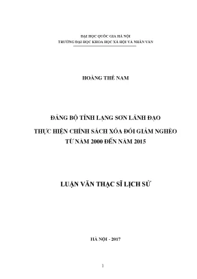 Luận văn thạc sĩ đảng bộ tỉnh lạng sơn lãnh đạo thực hiện chính sách xóa đói giảm nghèo từ năm 2000 đến năm 2015 luận văn nhân văn khác 602203