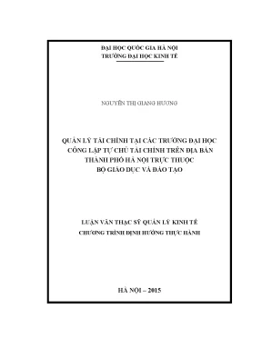 Luận văn thạc sĩ quản lý tài chính tại các trường đại học công lập tự chủ tài chính trên địa bàn thành phố hà nội trực thuộc bộ giáo dục và đào tạo