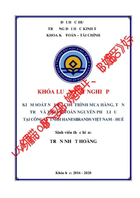Luận văn tốt nghiệp kiểm soát nội bộ chu trình mua hàng tồn trữ và thanh toán nguyên phụ liệu tại công ty tnhh hanesbrands việt nam huế